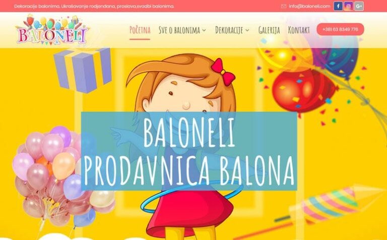 izrada sajta za dekoraciju balonima